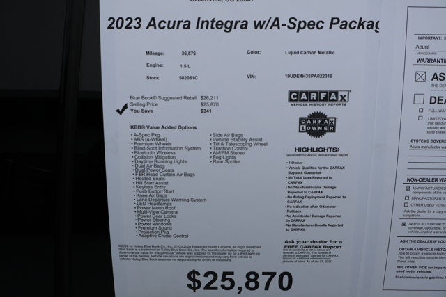 2023 Acura Integra w/A-Spec Package