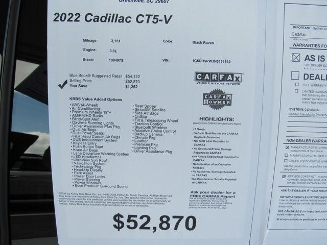 2022 Cadillac CT5-V VSERIES