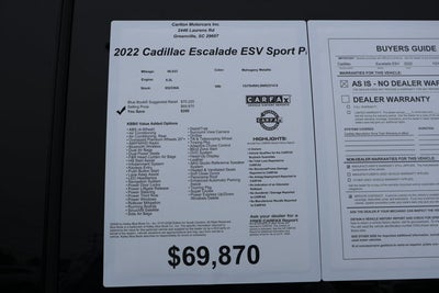 2022 Cadillac Escalade ESV Sport Platinum