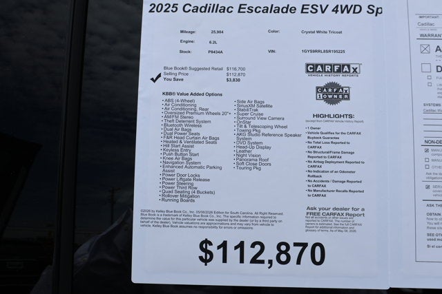 2025 Cadillac Escalade ESV 4WD Sport Platinum
