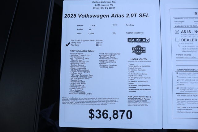 2025 Volkswagen Atlas 2.0T SEL