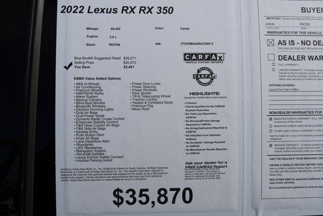 2022 Lexus RX RX 350