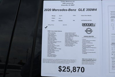 2020 Mercedes-Benz GLE GLE 350W4