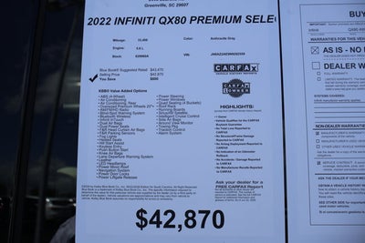 2022 INFINITI QX80 PREMIUM SELECT