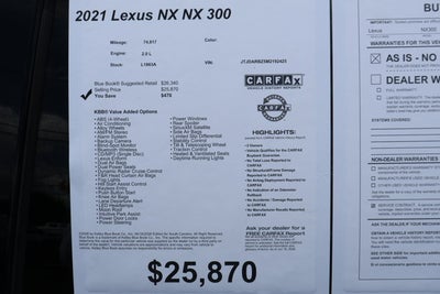 2021 Lexus NX NX 300