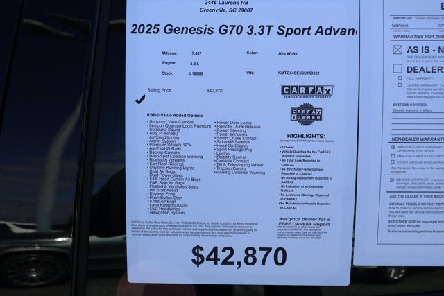 2025 Genesis G70 3.3T Sport Advanced