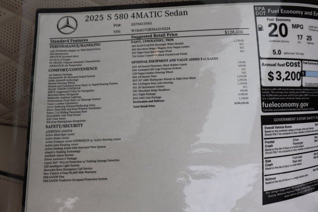 2025 Mercedes-Benz S-Class S 580V4