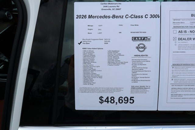 2026 Mercedes-Benz C-Class C 300W