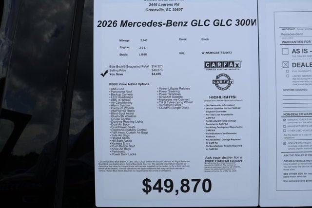 2026 Mercedes-Benz GLC GLC 300W