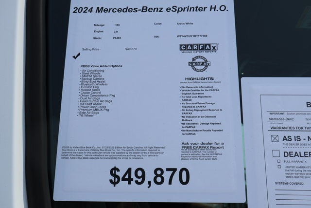 2024 Mercedes-Benz eSprinter H.O. Cargo Van Base