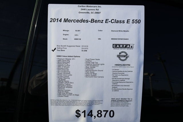 2014 Mercedes-Benz E-Class E 550